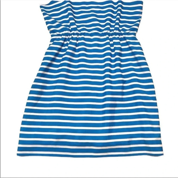 J. Crew Blue White Striped Sleeveless Dress Size 10 - Picture 2 of 8